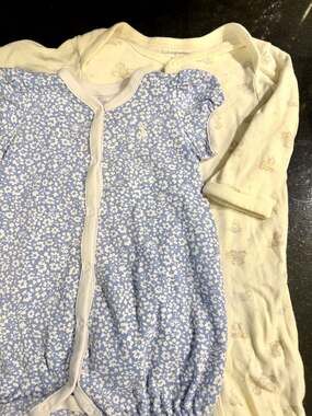 Ralph Lauren Baby Girl Floral Romper & First Impressions Bear Footie Bundle 6mos